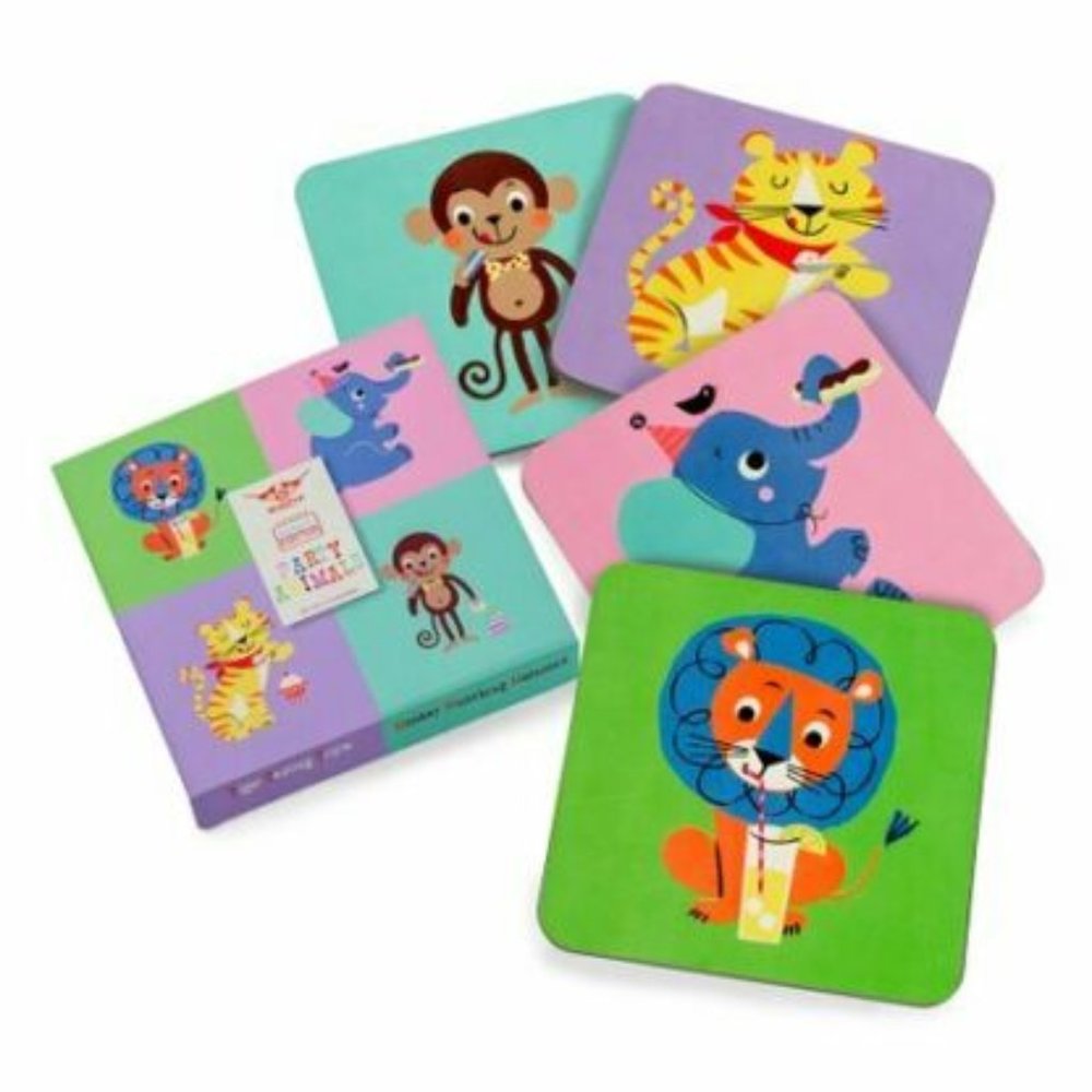 MAGPIE Party Animals, Set of 4 Coasters For Childr